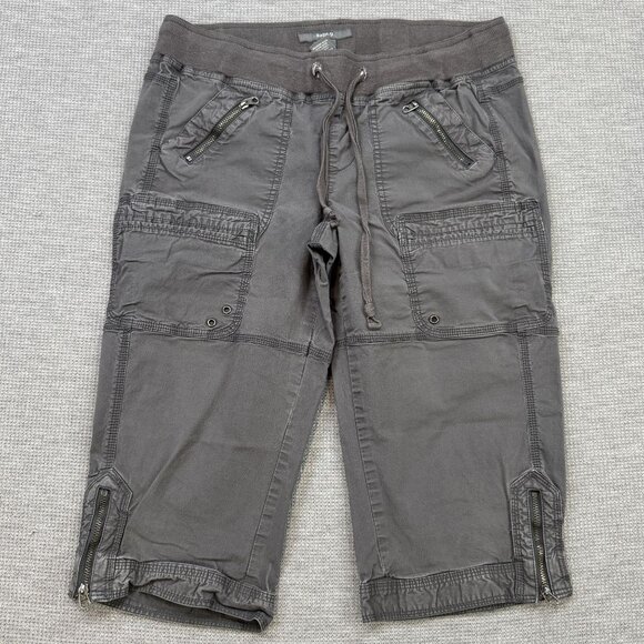 Apt 9 Womens Gray Cargo Capris Sz 6 Drawstring Multiple Pockets Zippers Utility - Picture 1 of 13